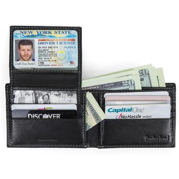Timberland Mens Genuine Leather RFID Blocking Passcase Security Wallet Bi-Fold - Picture 4 of 7
